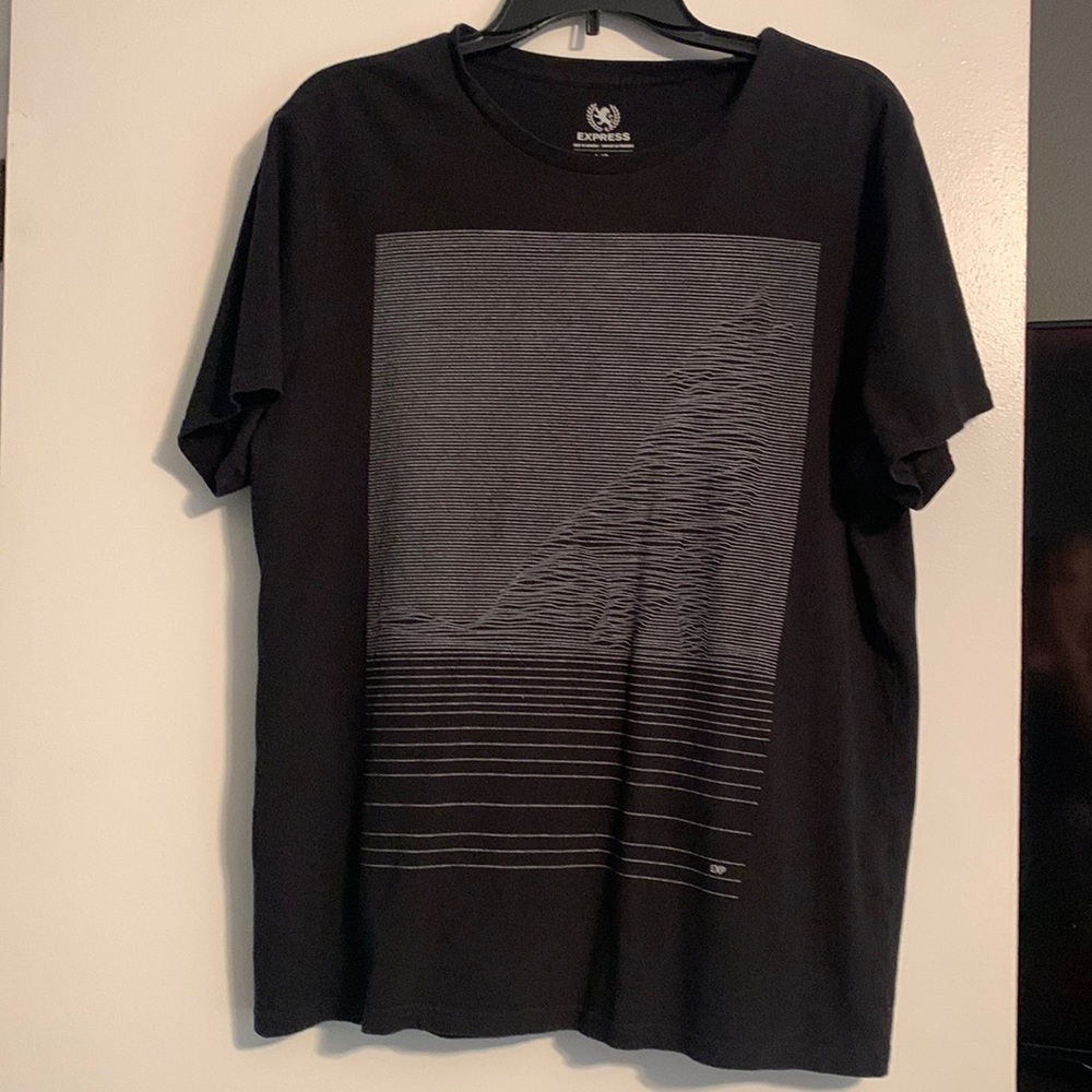 Express MENS WOLF 3D print tee shirt short sleeve blank white geometric size L